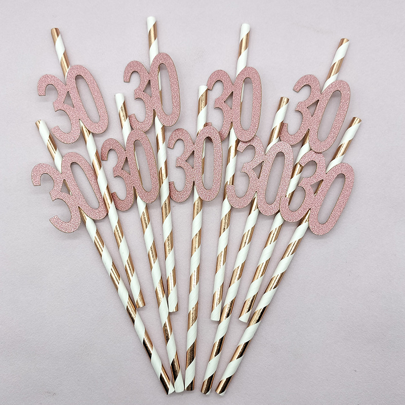 En stock tarjeta digital paja 30 40 50 60 cumpleaños fiesta postre pastel decoración papel paja