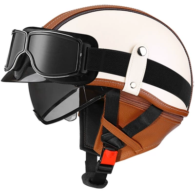 car helmet Japanese scoop helmet, Motosiklet kaskı (dəbilqə) - brown-and-white-tea-mirror-square-retro-mirror-m