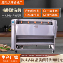 毛刷清洗机厂家全自动商用智能蔬菜去皮清洗设备平行毛辊清洗机