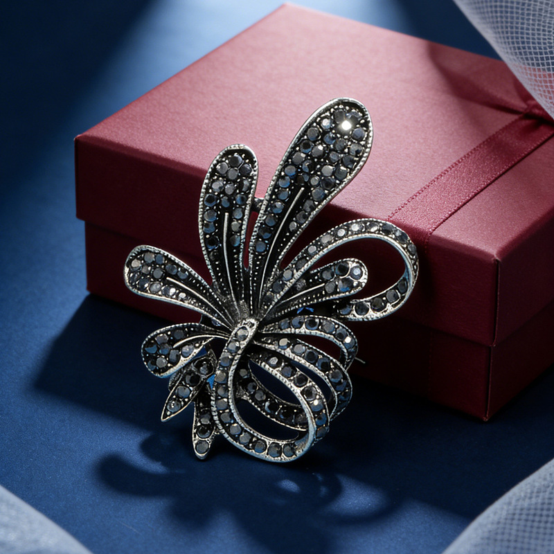 Black Diamond-embedded fireworks brooch personalized fashion women's clothing accessories corsage cross-border supply
