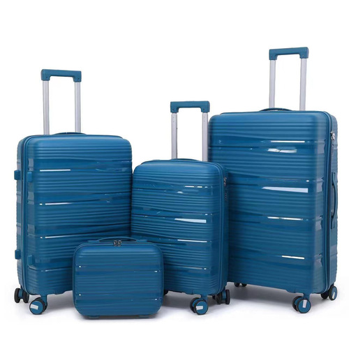 Cross-border exclusive PP pull-up suitcase in stock, foreign trade set of three or four, color sinking lock, explosion-proof pull-down suitcase and bag