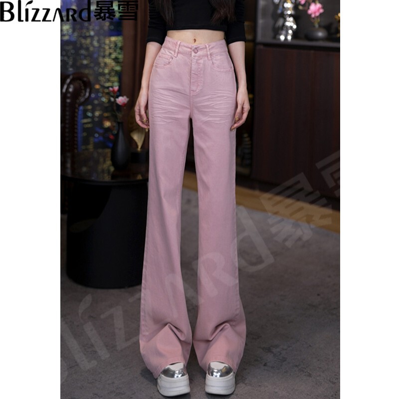 [Rose Pink] "Modern Old Dreams" Old Money Style High-Waisted Straight-Leg Flared Jeans for Women 2026 Spring/Summer New Model