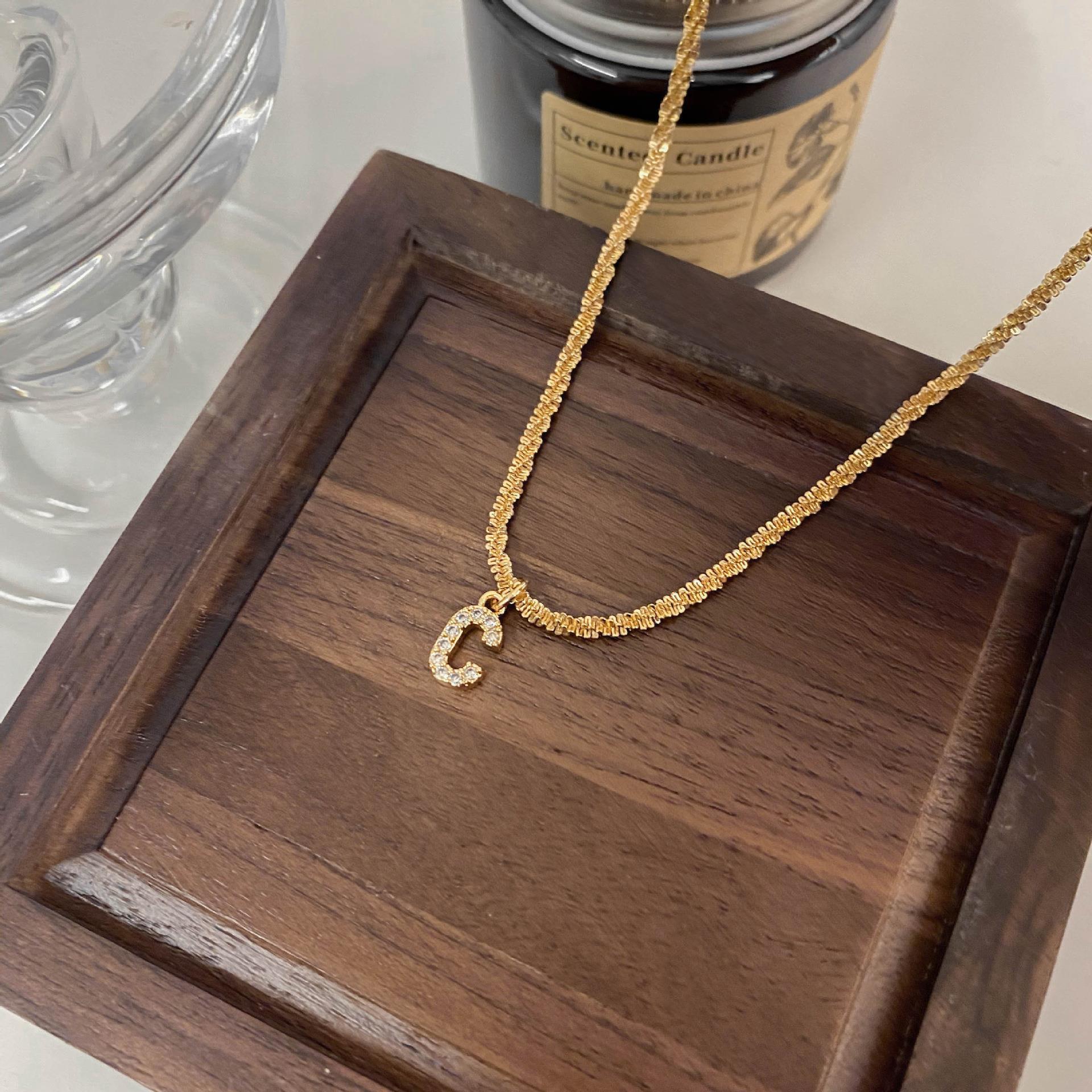 10g Weight Zircon Inlay Material Pendant Necklace Classification 1 Piece Quantity Holiday, Daily Occasion Titanium Steel Material Letter Pattern Women's Gender Plating, Inlay Design Simple Style, Classic Style Style Simple Style Classic Style Letter Titanium Steel Plating Inlay Zircon Pendant Necklace 33