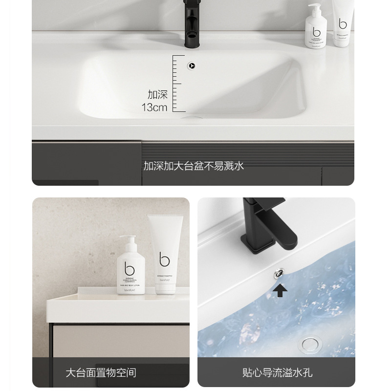 simple y de moda espacio aluminio panal de aluminio gabinete de baño combinado todo en cerámica meseta debajo de la mesa mesa de lavabo doméstico