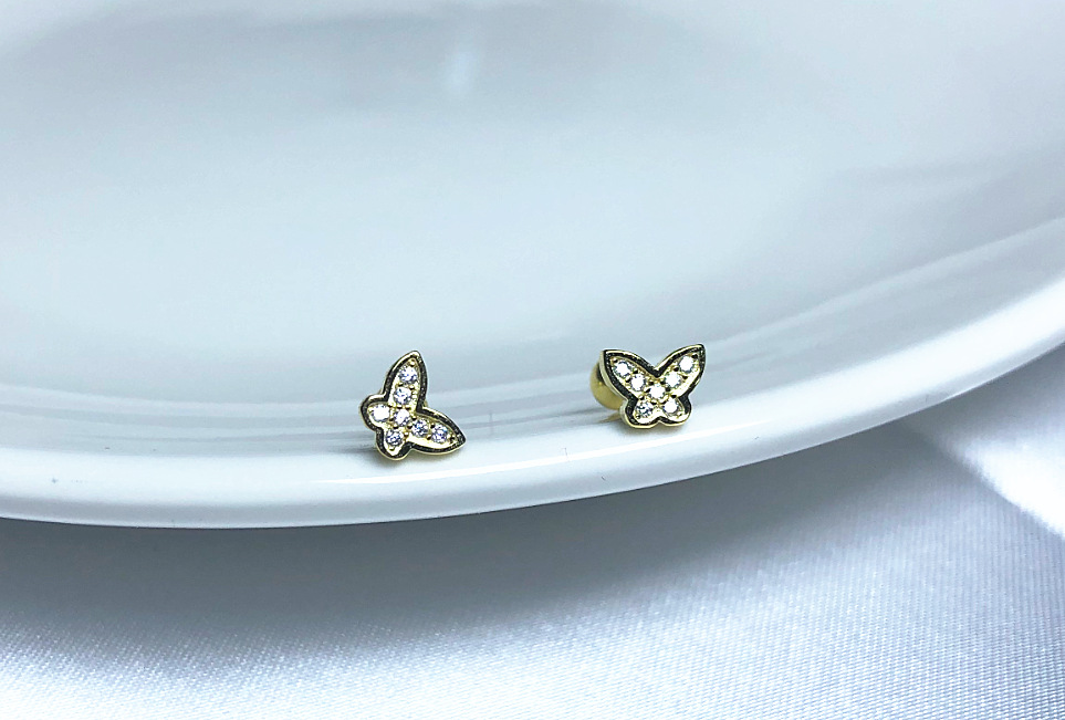 5g Weight Zircon Inlay Material Ear Studs Classification 1 Pair Quantity Daily Occasion 925 Sterling Silver Material Butterfly Pattern Women's Gender Plating, Inlay Design Simple Style Style 1 Pair 925 Sterling Silver Zircon Butterfly Ear Studs 22