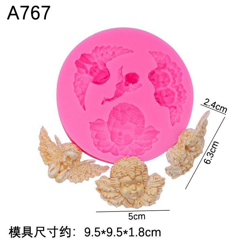 Ángel molde de silicona con alas pastel hornear decoración chocolate fondant molde epoxi arcilla cerámica suave