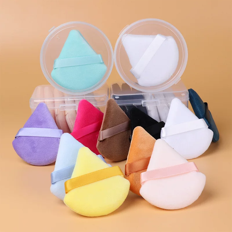 Triangular Makeup Sponge Puff, Soft Velvet Powder Puff, Mini 1–10 pcs, Assorted Colors