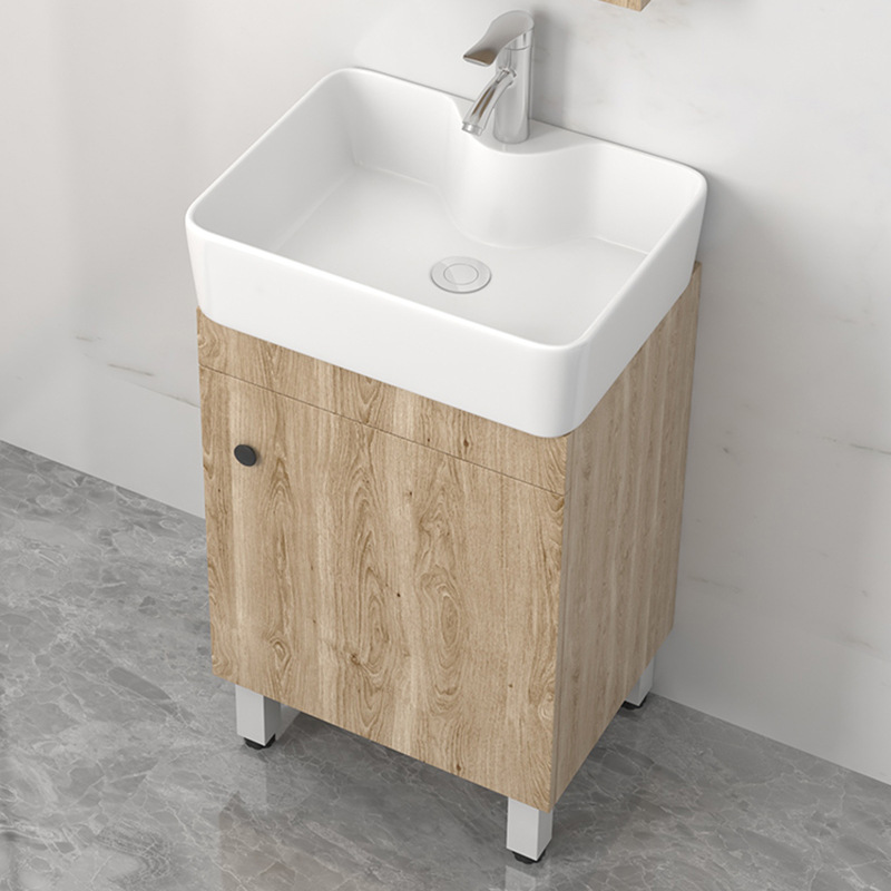 Madera maciza baño gabinete combinación pequeño apartamento simple baño lavado Mesa lavabo de cerámica integrado lavabo tipo gabinete piso