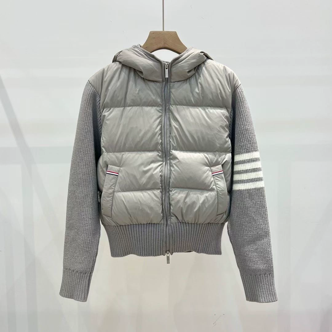 Winter knitted down jacket with hood, Korean style