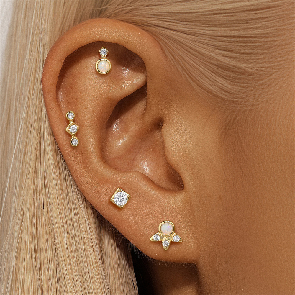 1g Weight 925 Sterling Silver Ear Needle Material Ear Studs Classification 4 Pieces Set Quantity Daily, Date Occasion 925 Sterling Silver Material Geometric Pattern Women's Gender Plating Design Simple Style, Classic Style Style 4 Pieces Set 925 Sterling Silver Geometric Ear Studs 17