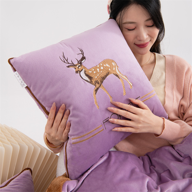 베개 이불 이중 사용 두꺼운 에어컨 담요 낮잠 사무실 베개 이불 자동차 베개 접히는 2-in -1