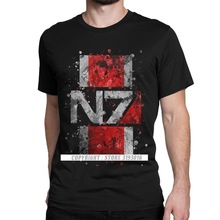 Mass Effect N7 Splatter熱賣卡通純棉圓領短袖T恤女外貿批發歐美