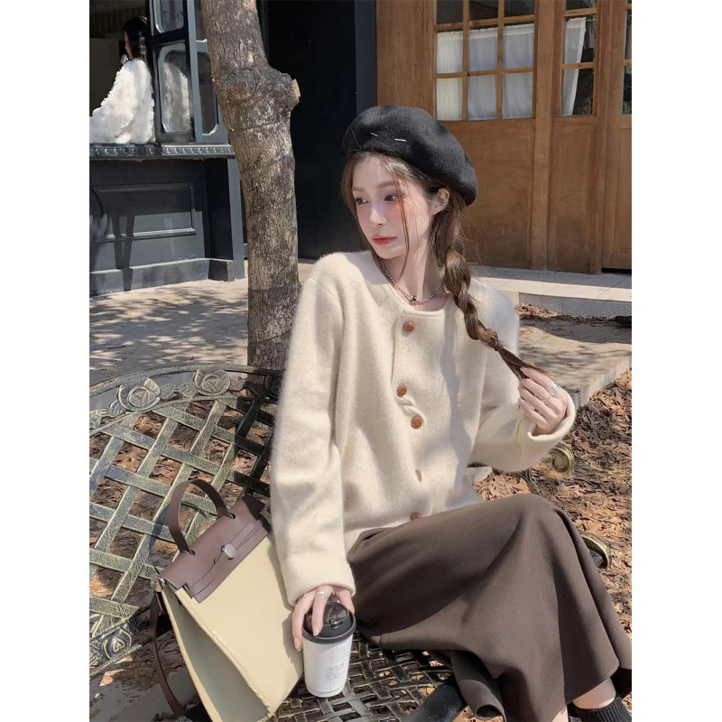 출산 가을 원피스 세트 패션 느슨한 게으른 스타일 스웨터 코트 가을과 겨울 스커트 2 피스 세트