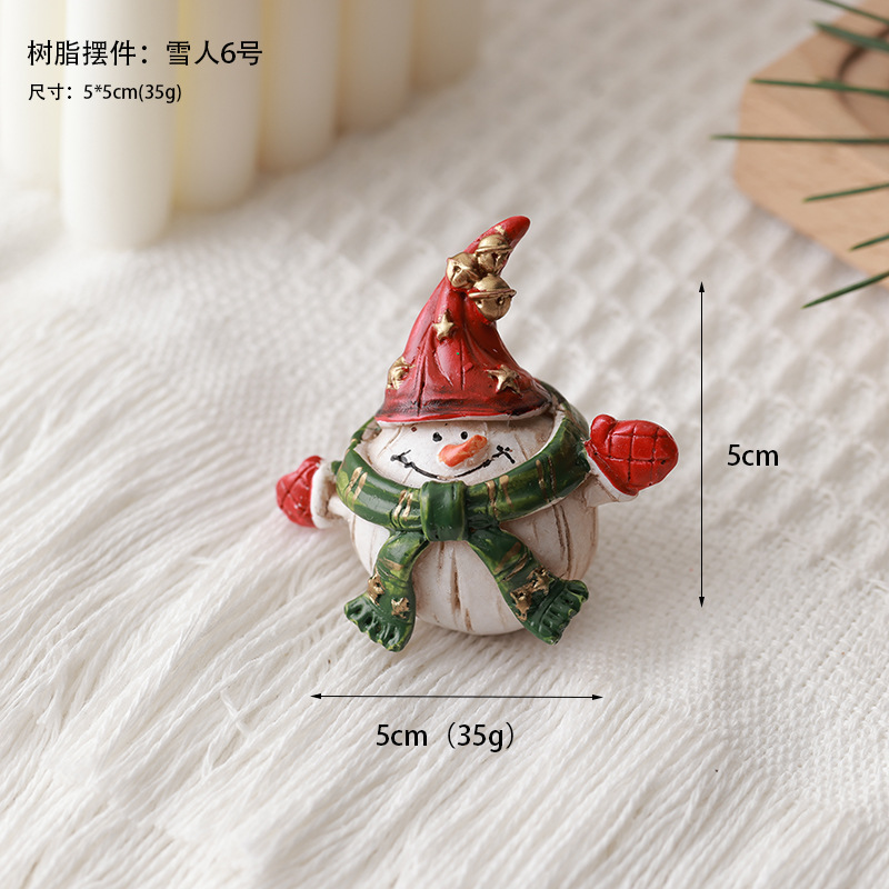 Decoración del árbol de Navidad de madera muñeca de resina decoración de escritorio decoración de micro paisaje muñeca de nieve