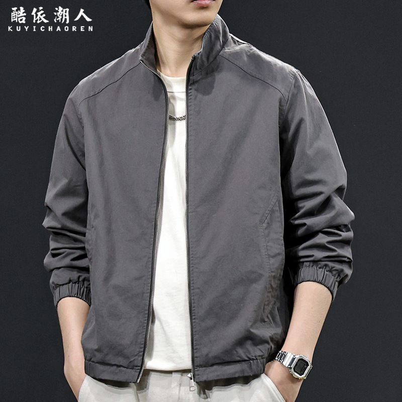 Cotton and Linen Retro Stand-Collar Casual Jacket Men's Outerwear Spring 2026 New Trendy Brand Thin Style Men's Clothing Plus Size Simple Design