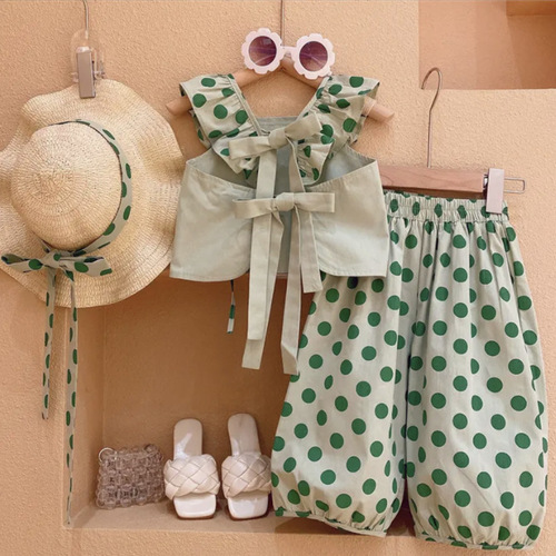 Girls' Summer Sleeveless Set 2024 New Arrival Children's Fashion Han Style Baby Clothes Two-Piece Set