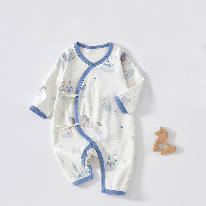 Ropa de bebés recién nacidos, algodón puro, ropa de monje para bebés, ropa de mariposa delgada primavera y otoño sin hueso.