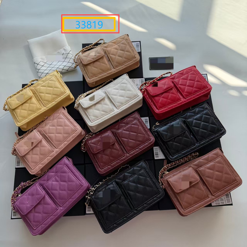 Chanel-Style 2026 New Model Quilted Chain Phone Bag Long Wallet Card Holder with Multiple Card Slots and Pockets, Large Capacity