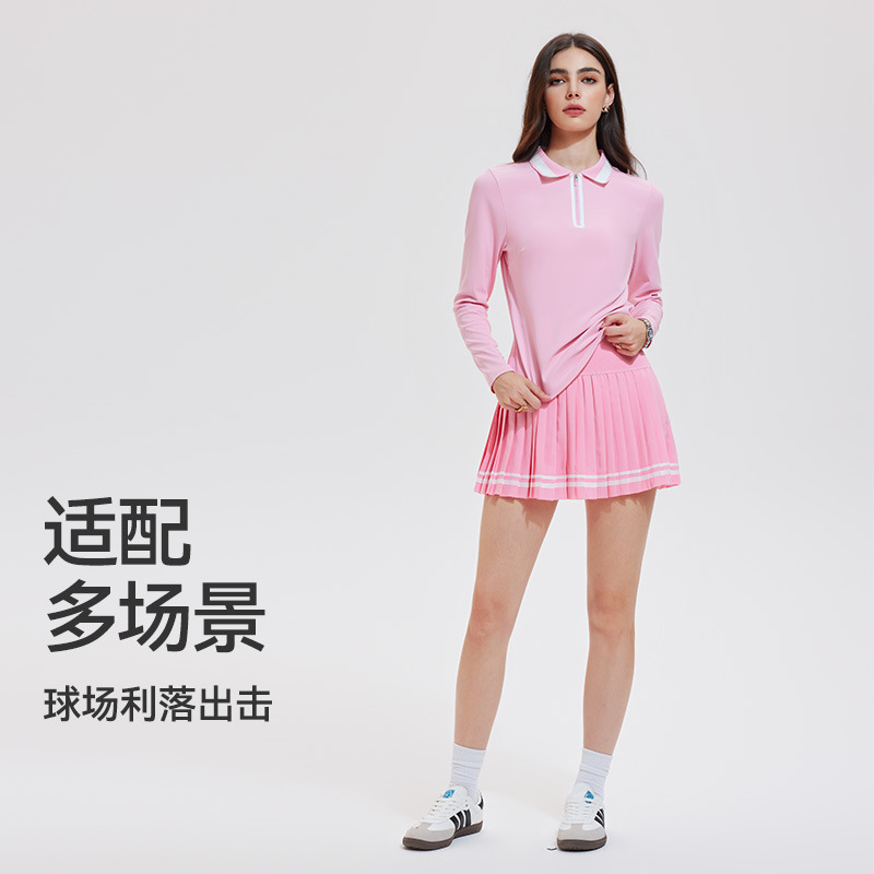 Trajes deportivos de mujeres polo camisa de mangas largas golf adelgazante tenis ropa deportiva casual tenis falda corta dos piezas