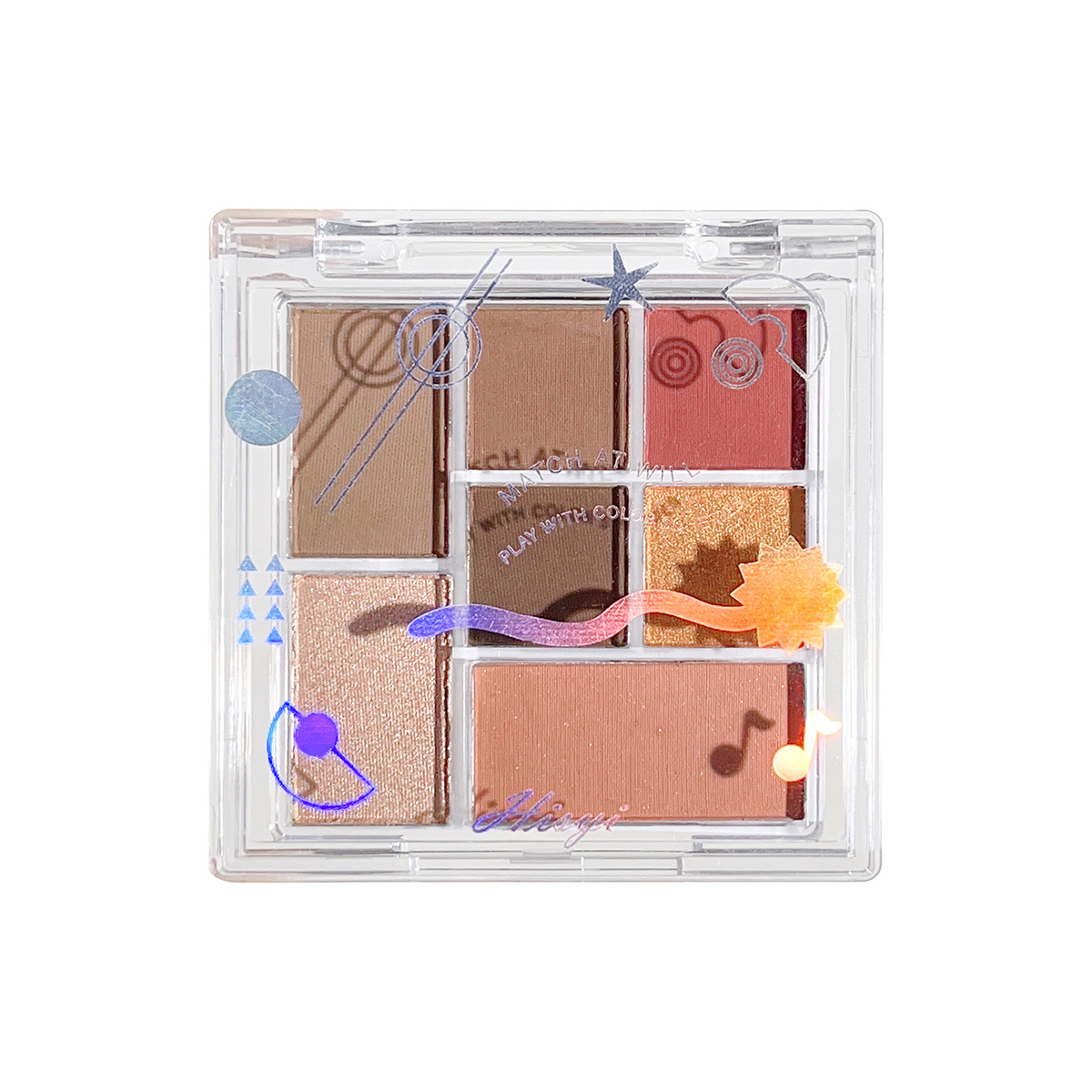HISY Fluorescencia de siete colores de maquillaje de sombra de ojos de color de tierra para mejorar la apariencia y mejorar el maquillaje no es fácil volar polvo de sombra de ojos de disco