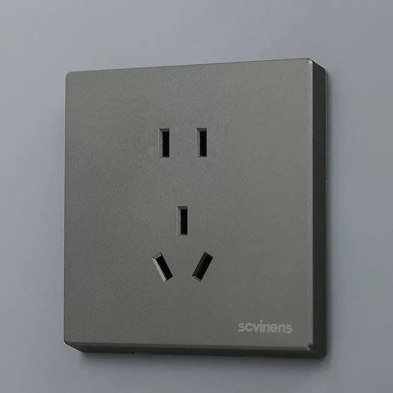 86型新款深灰色5孔开关插座钢架阻燃二三插面板五孔厂家批发usb