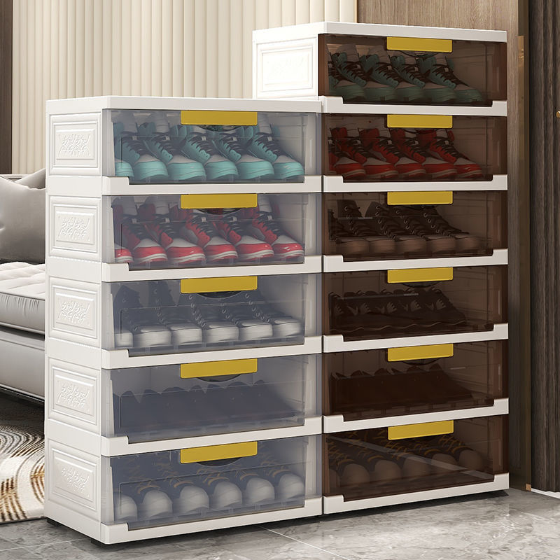 塑料鞋柜透明收纳柜多层抽屉式多层置物卧室家用房间床头柜储物柜|ms