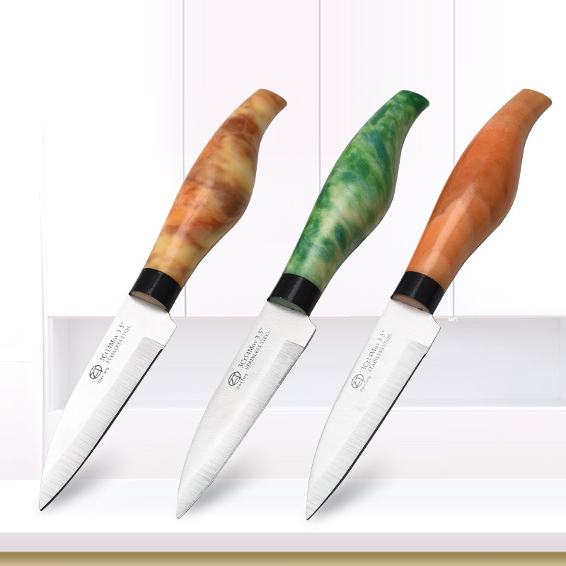 3.5 cuchillo de frutas de acero inoxidable con cubierta de cuchillo multifuncional cortador de cocina