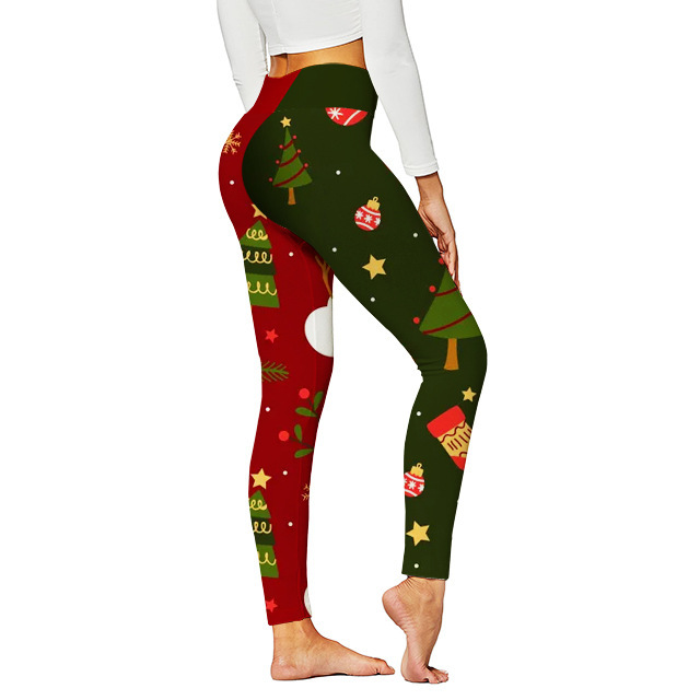 Pantalones digitales con estampado de yoga navideño para mujer New 3D Casual Yoga Pantalones deportivos ajustados Medias europeas y americanas