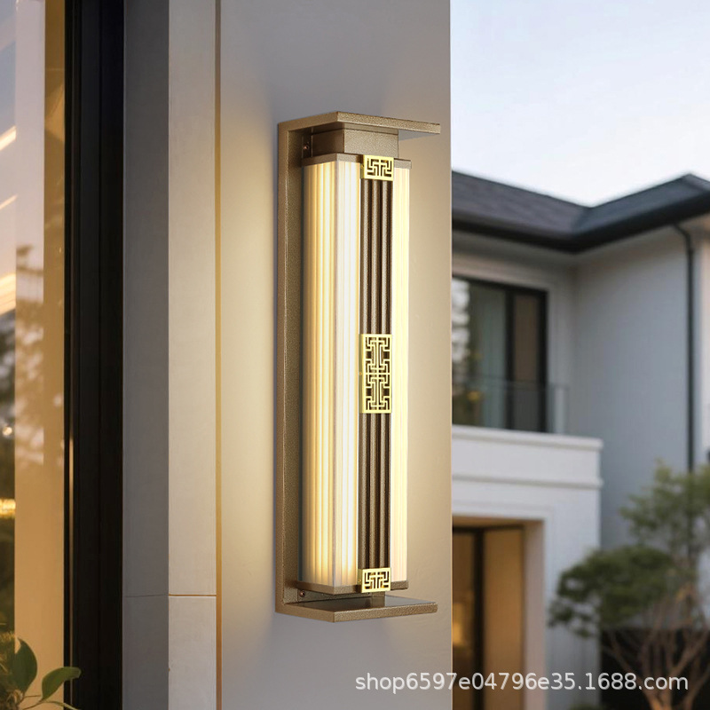Outdoor Wall Lamp Waterproof Outdoor Terrace Solar Wall Lamp Exterior Wall Pillar Lamp Modern Simple Courtyard Strip Wall Lamp