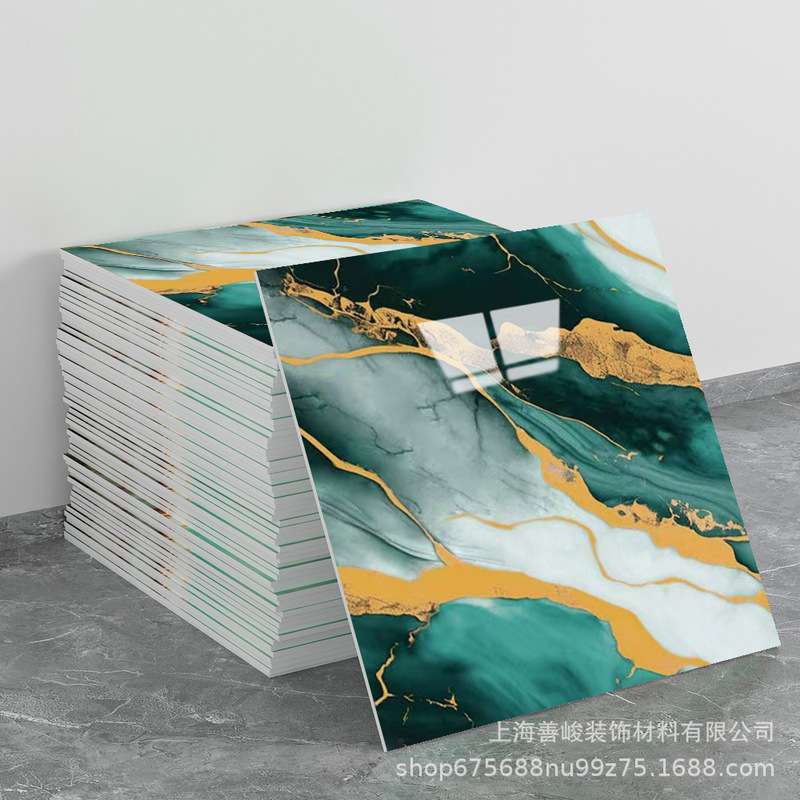 跨境出口批发30*30cm 仿瓷砖大理石纹自粘墙壁纸护墙板铝塑板贴纸|undefined