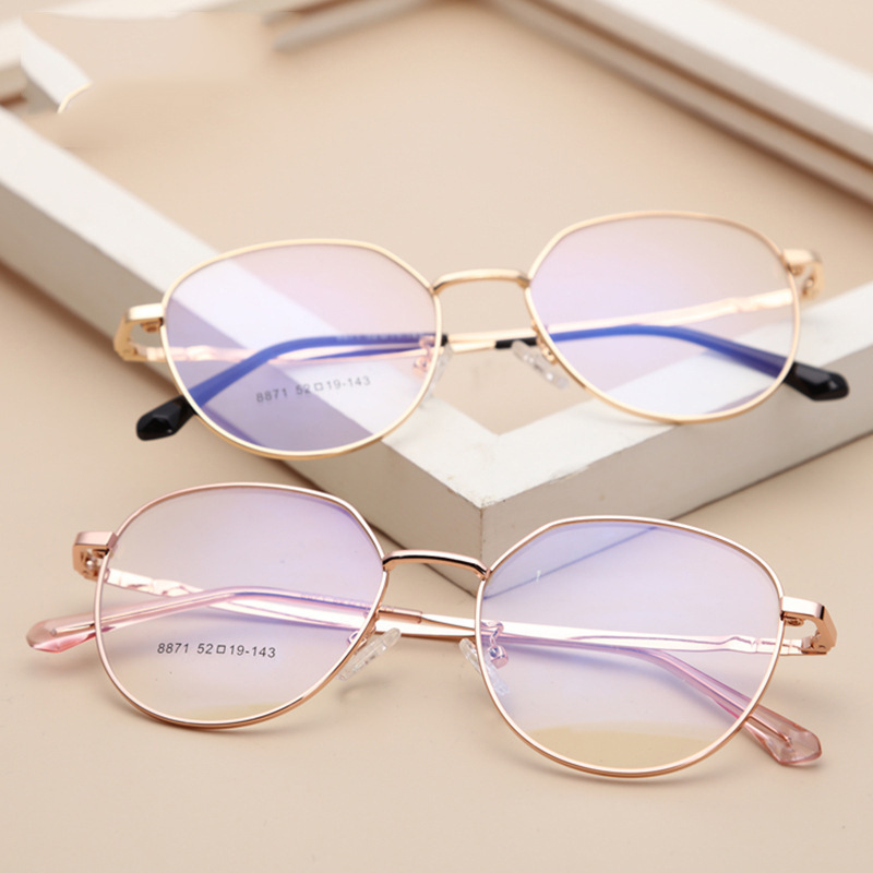 新款防蓝光护目镜复古文艺框架眼镜M8871金属不规则平光镜可配镜