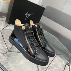 2024 Fall/Winter New Arrival European Style High-Top Casual Skate Shoes for Men, Genuine Leather Comfortable High-Top Sneakers