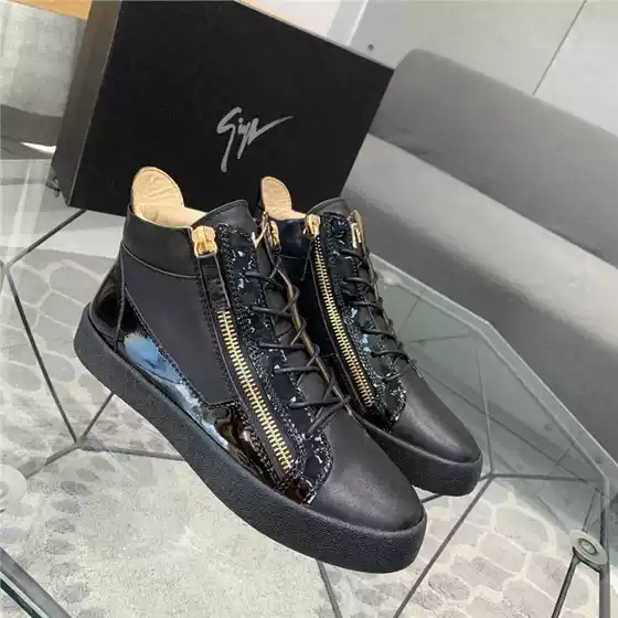 2024 Fall/Winter New Arrival European Style High-Top Casual Skate Shoes for Men, Genuine Leather Comfortable High-Top Sneakers