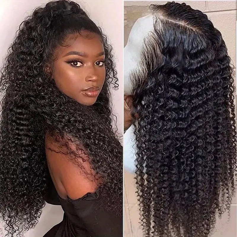 Peruca de cabelo sintético com cachos pequenos, estilo europeu/americano, volumosa e natural._voghion.com