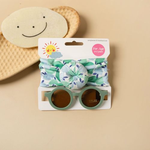 Kids' Sunglasses Headband Set: Unisex UV-Protective Glasses with Printed Donut Design, 2-Piece Kit