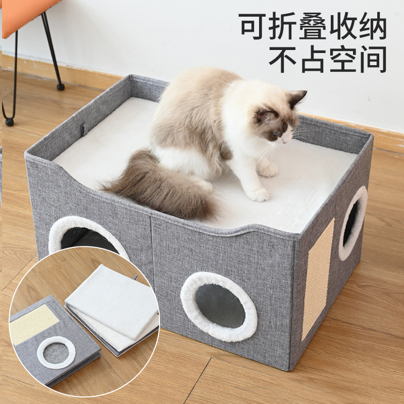 Nido de gatos transfronterizo caliente en invierno plegable cerrado sensación de seguridad para todas las estaciones artículos de mascotas para gatos
