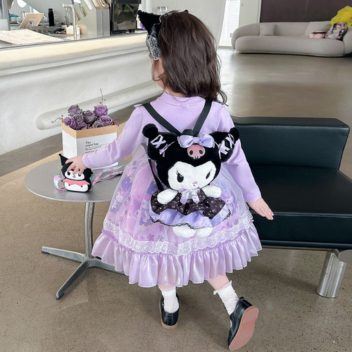 Girls' Dress 2024 New Style Cute Kuromi Princess Dress Spring Children Skirts Baby Spring Outfit