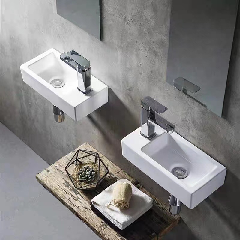 Lavabo de cerámica montado en la pared lavabo único lavabo de baño lavabo mini lavabo colgante baño balcón lavabo pequeño tamaño