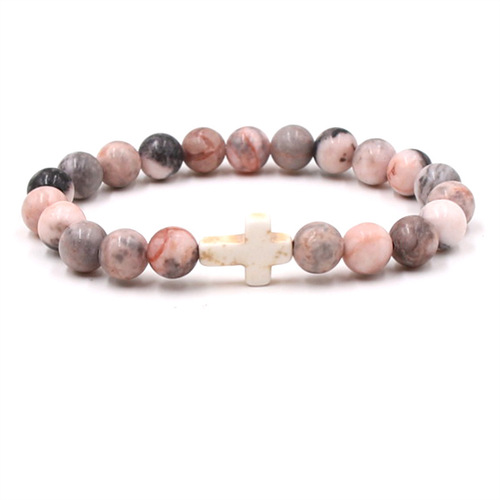  Hot Selling Cross-border Fashion Bead Bracelet Natural Stone Amazonite Jewelry Cross Necklace