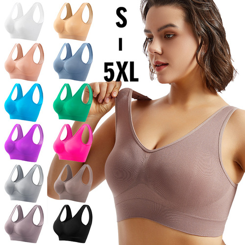 Sports Bra for Large Cup and Plus Size Women, No Underwire, Push-Up Design, Thin Cup with Pads, Sexy Base Layer Bra