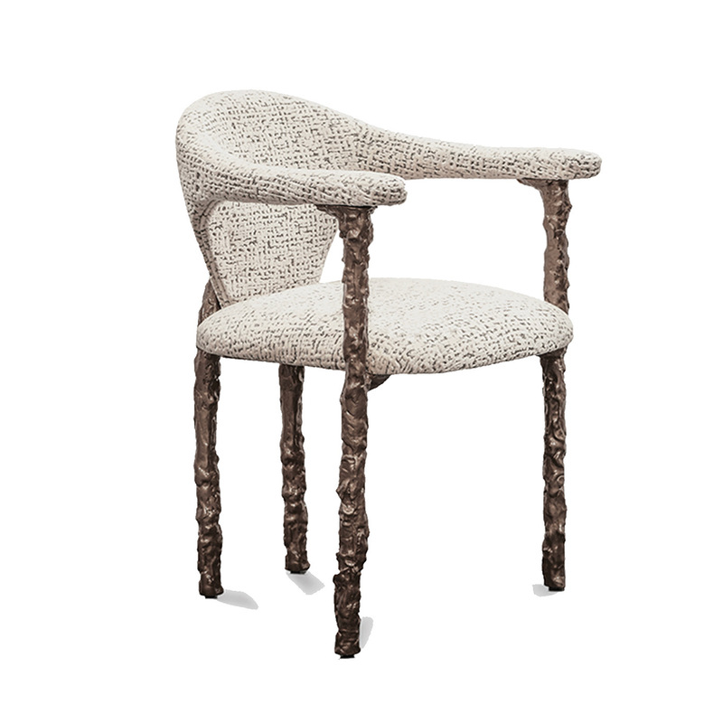 Light Luxury and High-End Pure Copper Dining Chair for Home Modern Minimalist Villa Mansion Designer Art Backrest Leisure Chair