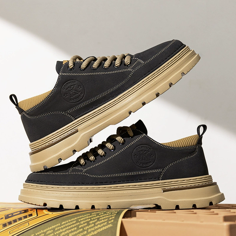 Мужская обувь осень 2024 новый британский стиль моды черные спортивные туфли усиленные сапоги Martin