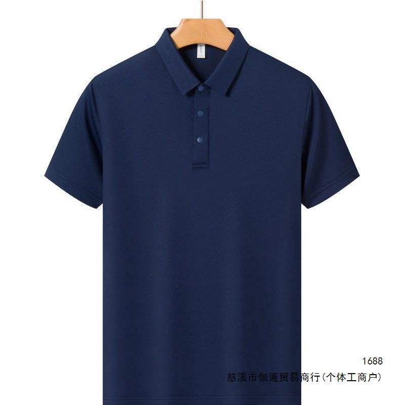 Work uniform polo shirt, thin polyamide business short-sleeved solid color breathable casual and refreshing turn-down collar T-shirt for men.