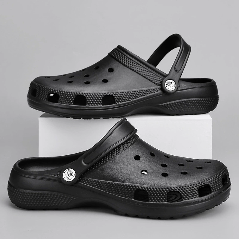 Модные универсальные тапочки в стиле Crocs для мужчин и женщин, пляжная мюля, для любимого, плюс размер, закрытый носок