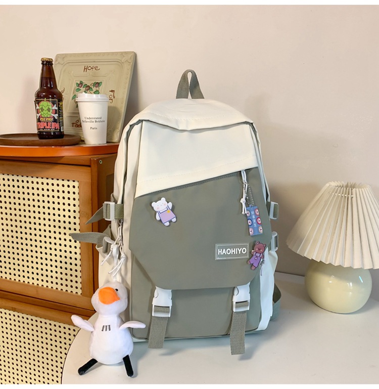 Simple, large-capacity, high-appearance-level college student schoolbag, female high school student computer backpack, niche Haraju-style male backpack undefined