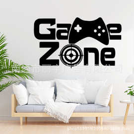 游戏 game zone 游戏手柄 图案自粘可移除PVC贴纸墙贴亚马逊货源