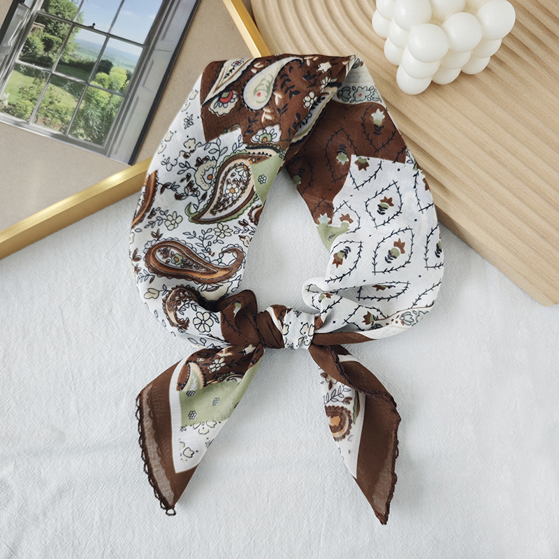 Toalla cuadrada fina de algodón y lino, fresca y transpirable, bufanda de seda pequeña con decoración literaria suave para mujer, bufanda de verano, bufanda pequeña de todo fósforo para mujer