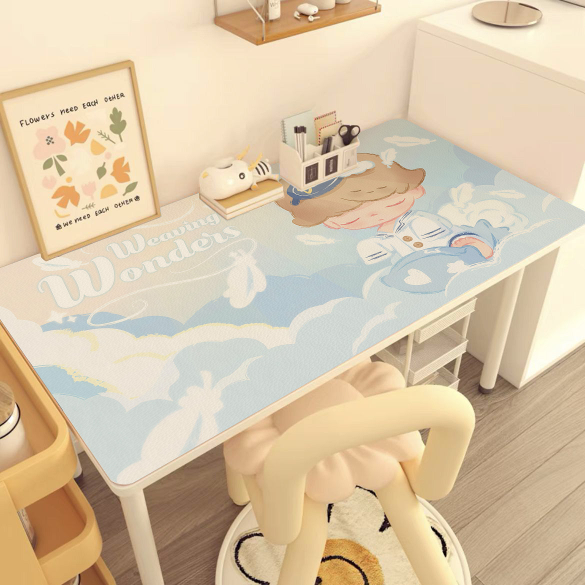 Cloud Elf Cartoon Table Mat Waterproof Dustproof No-Wash Dormitory Cute Bubble Mart Oil-Proof Table Mat Dropshipping