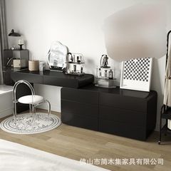 No.7 アパートメントドレッシングテーブルペイントブラックイタリアンミニマリストクリームスタイルベッドルームライト高級化粧テーブル収納キャビネット