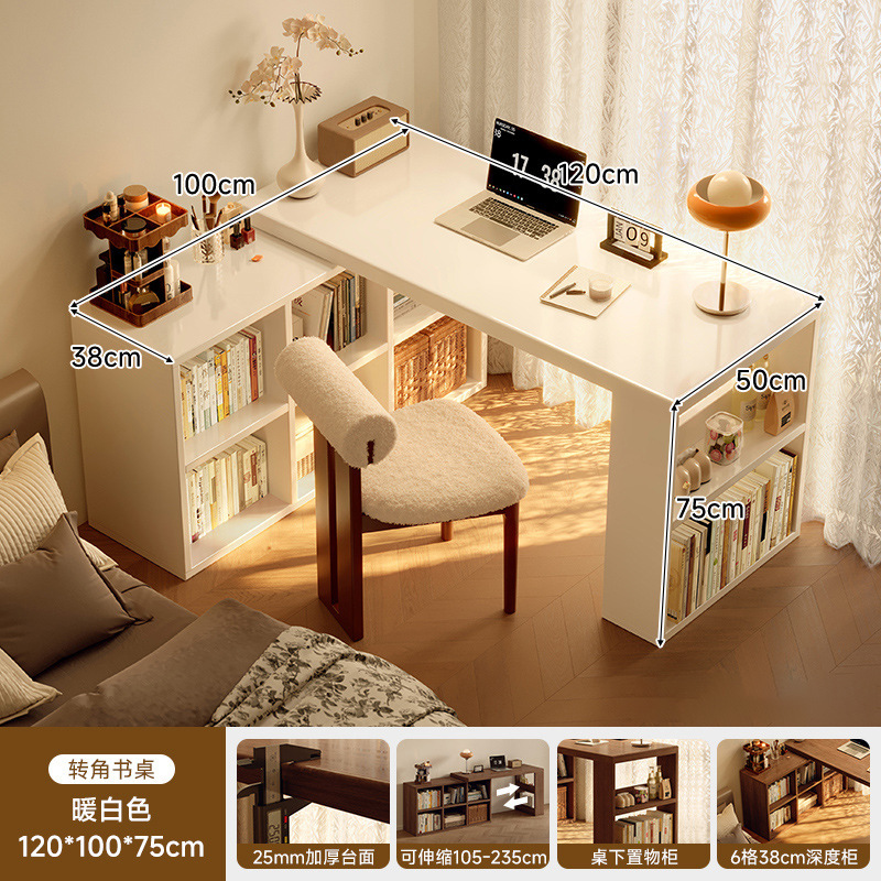 Esquina de madera maciza, escritorio, estantería, mesa integrada, dormitorio, hogar, tocador para estudiantes, escritorio para computadora en forma de l, oficina